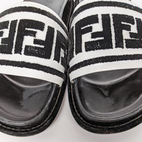SOLD Fendi Zucca Black and White Zucca Slides - Picture 2 of 6